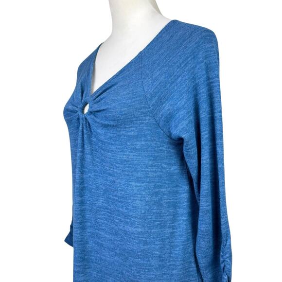 Soft Surroundings NWT Cecelia Blue Soft Knit Round Keyhole Casual Sweater Top - Picture 5 of 12
